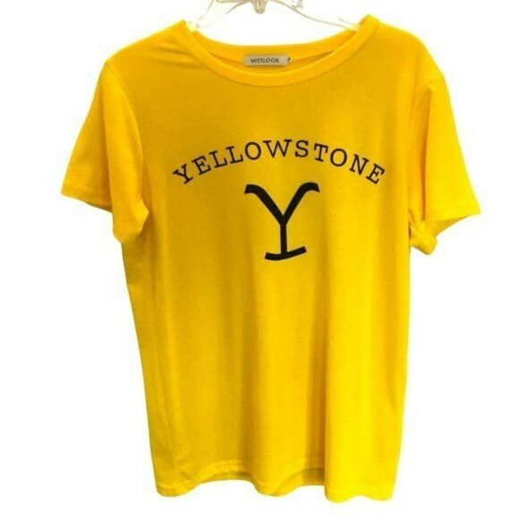 Mislook Unisex Yellowstone Dutton Ranch Brand Logo Tee Yellow Size Men's Large - Picture 1 of 10